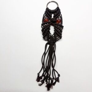 Vintage Handmade Macrame Owl Keychain Bag Charm
